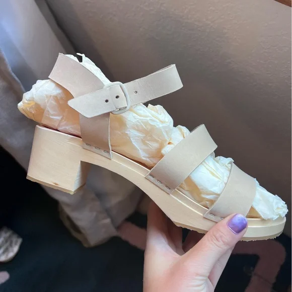 Bryr Sylvie Sandal Wooden Clog size 10 / 40 in Bone - Picture 6 of 6